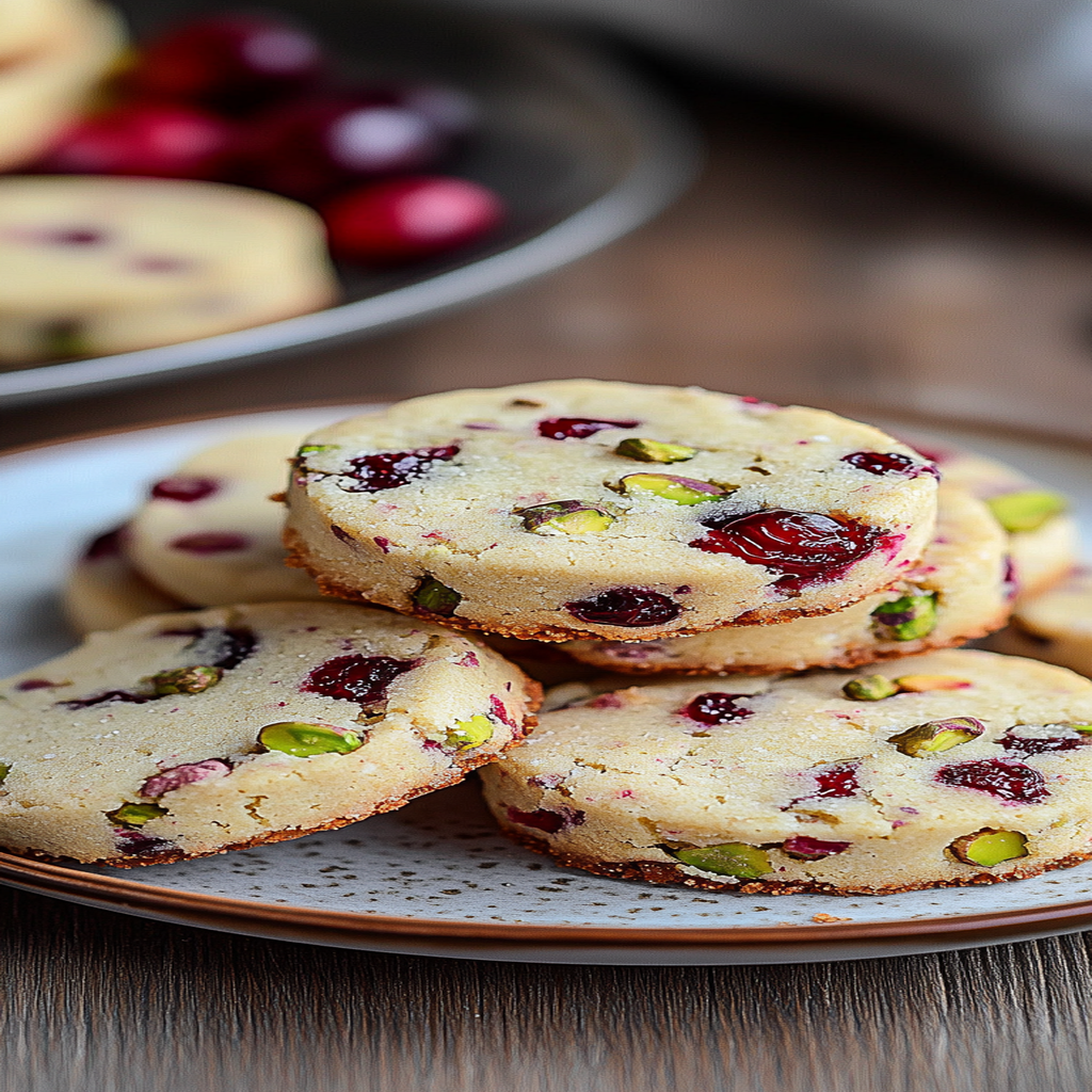 Recipe preparation for Cranberry Pistachio Shortbread Cookies
