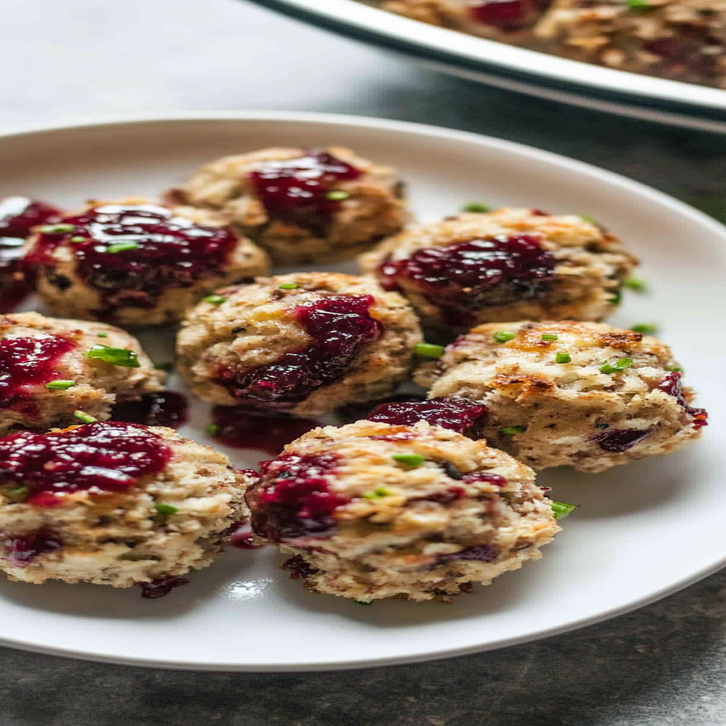 Recipe preparation for Cranberry Turkey Stuffing Balls