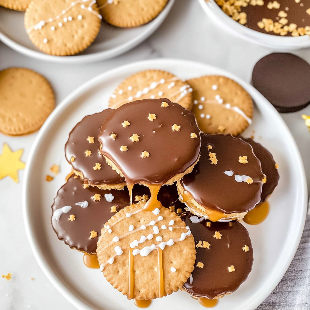 Recipe preparation for Caramel Ritz Cracker Christmas Cookies