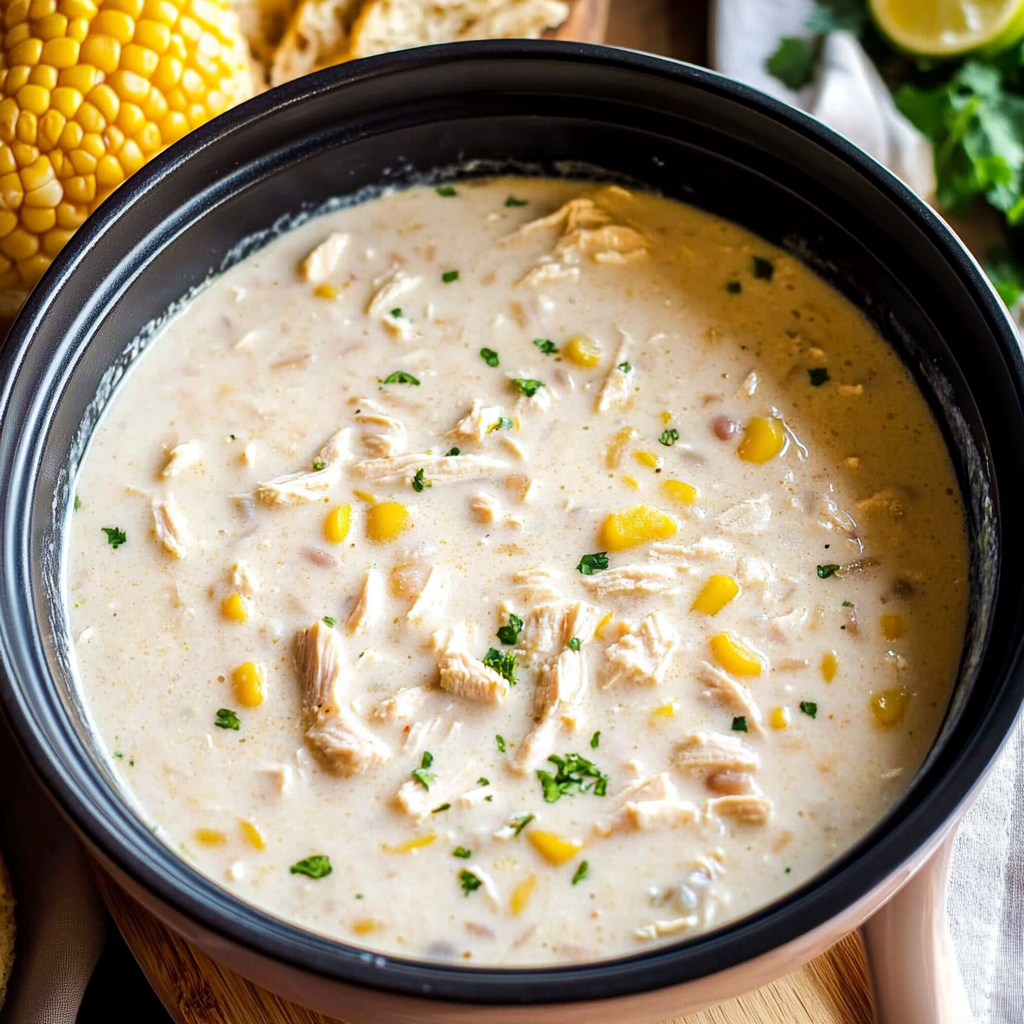 Recipe preparation for Slow Cooker Creamy White Chicken Chili