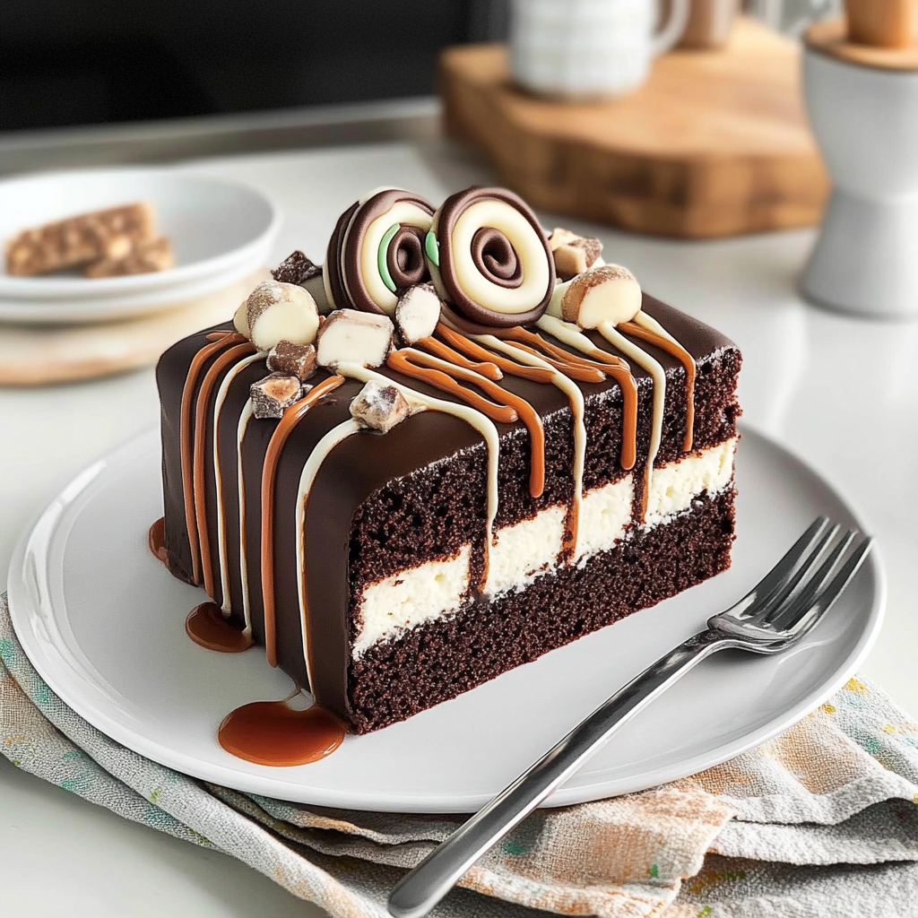 Recipe preparation for Tuxedo Bar Cake