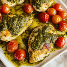 Sheet Pan Pesto Chicken and Cherry Tomatoes