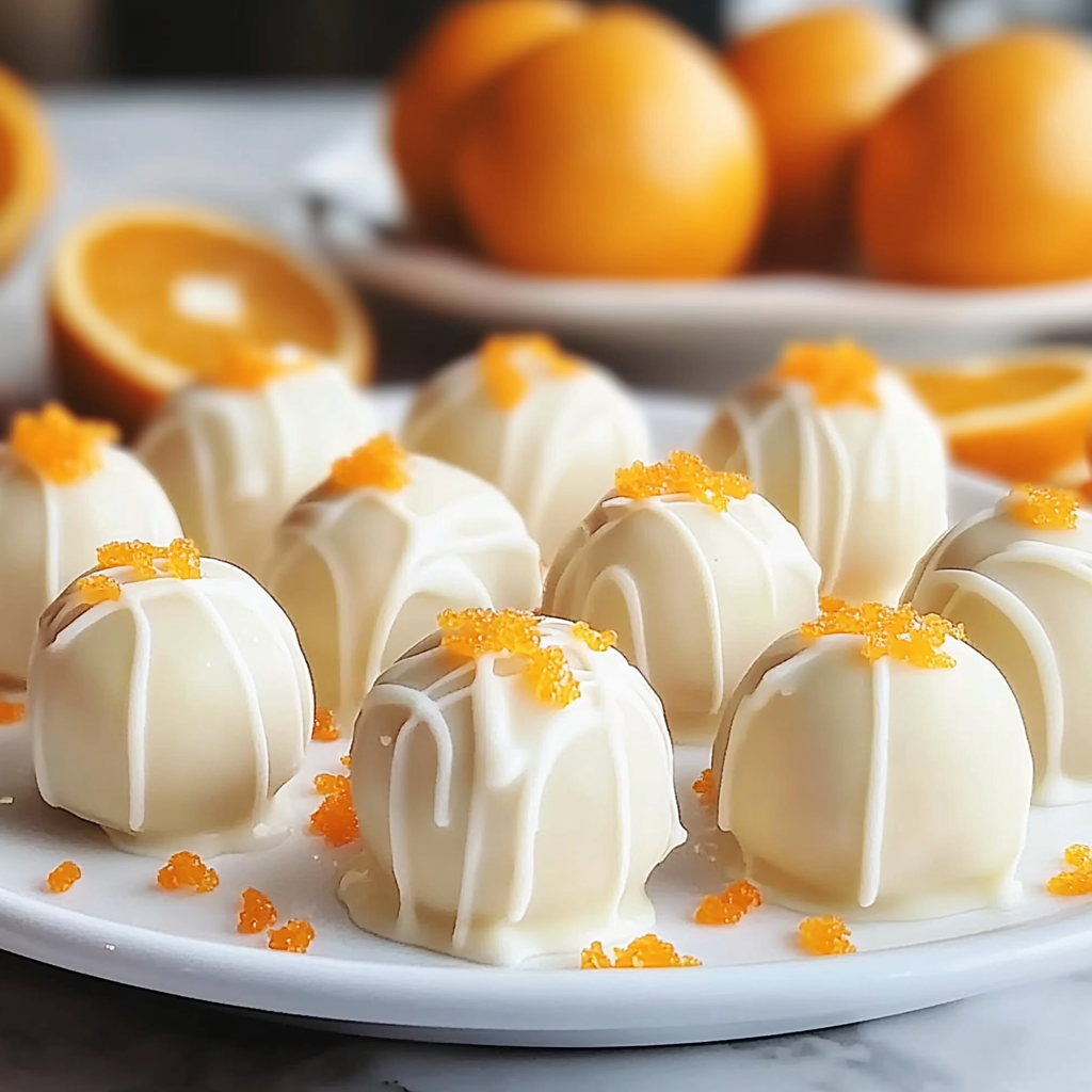 Recipe preparation for White Chocolate Orange Creamsicle Truffles