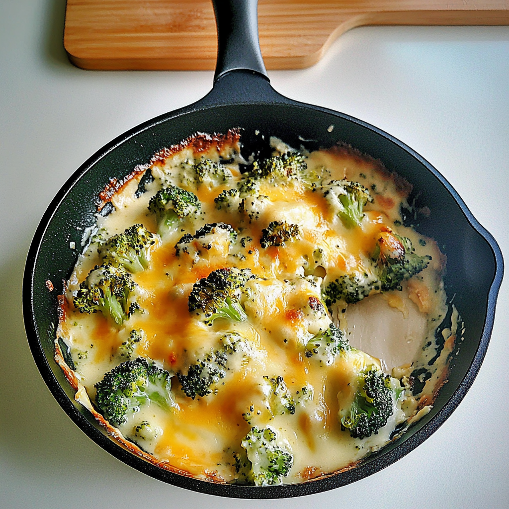Recipe preparation for Cheesy Broccoli Skillet