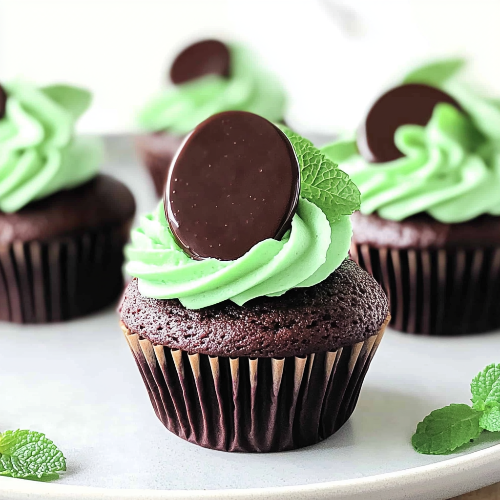 Recipe preparation for Chocolate Mint Cupcakes