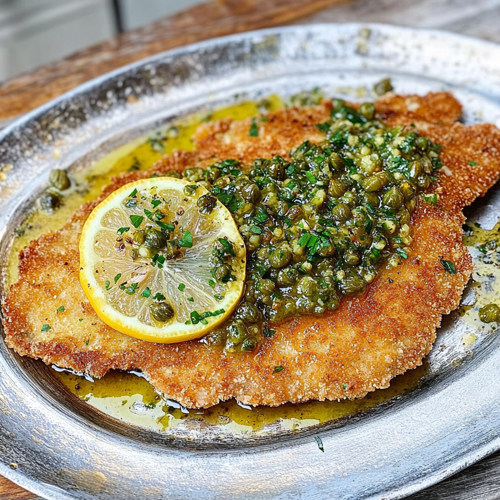 Recipe preparation for Pan-Fried Pork Schnitzel with Lemon Caper Sauce