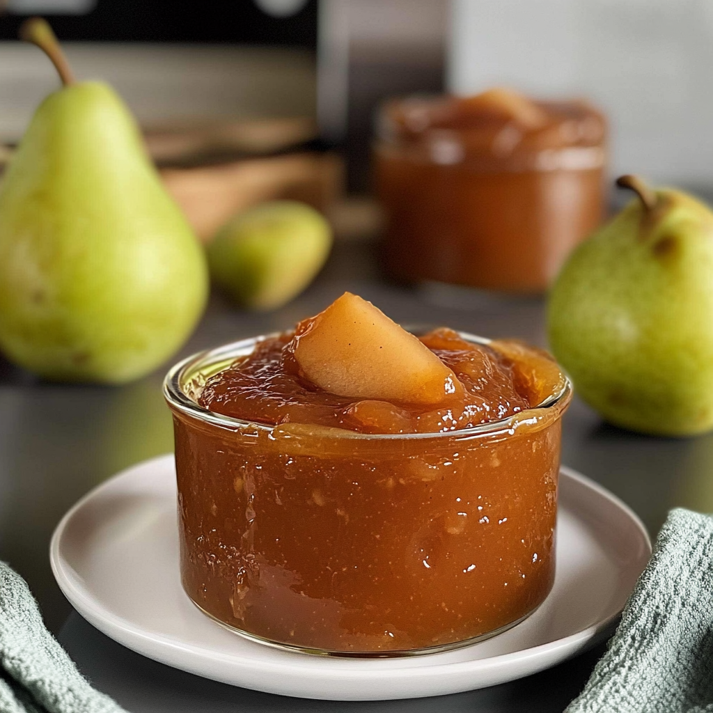 Recipe preparation for slow cooker salted caramel pear butter