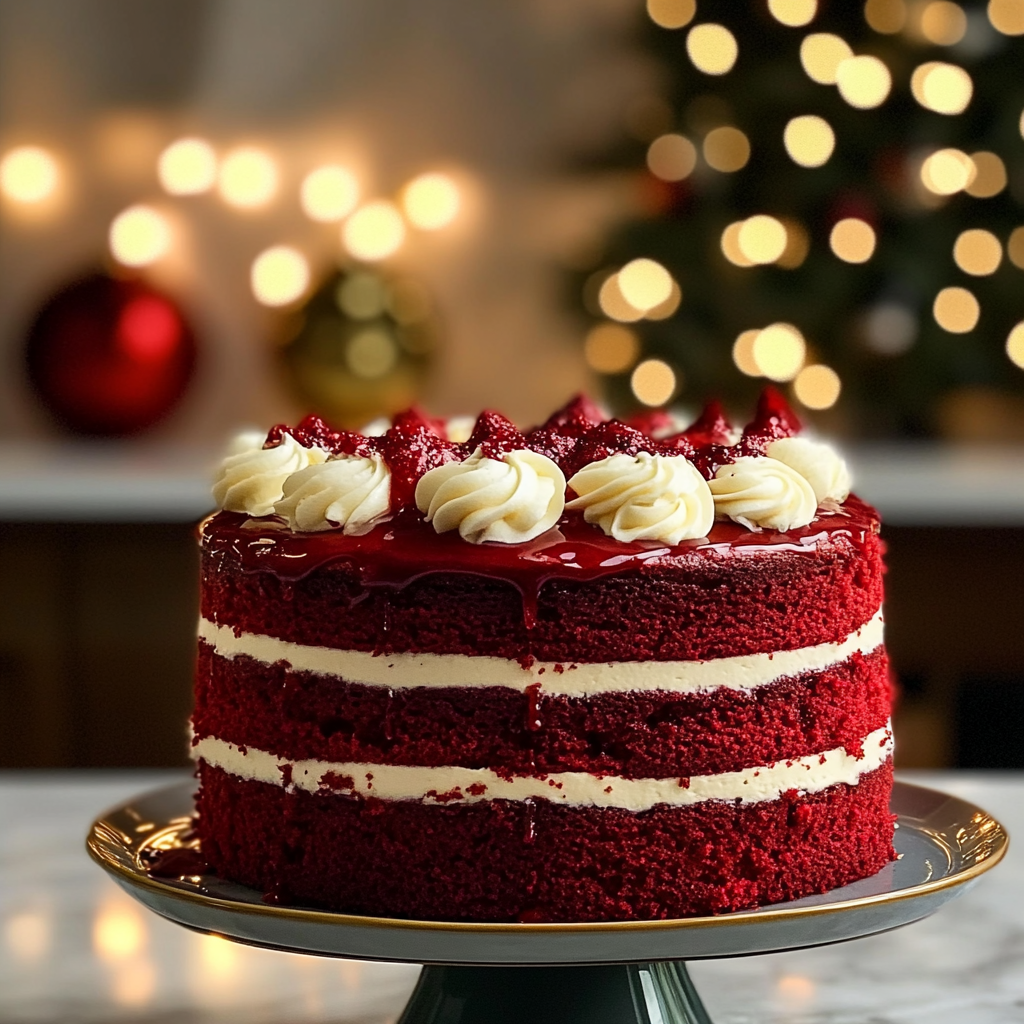 Recipe preparation for Red Velvet Christmas Cake