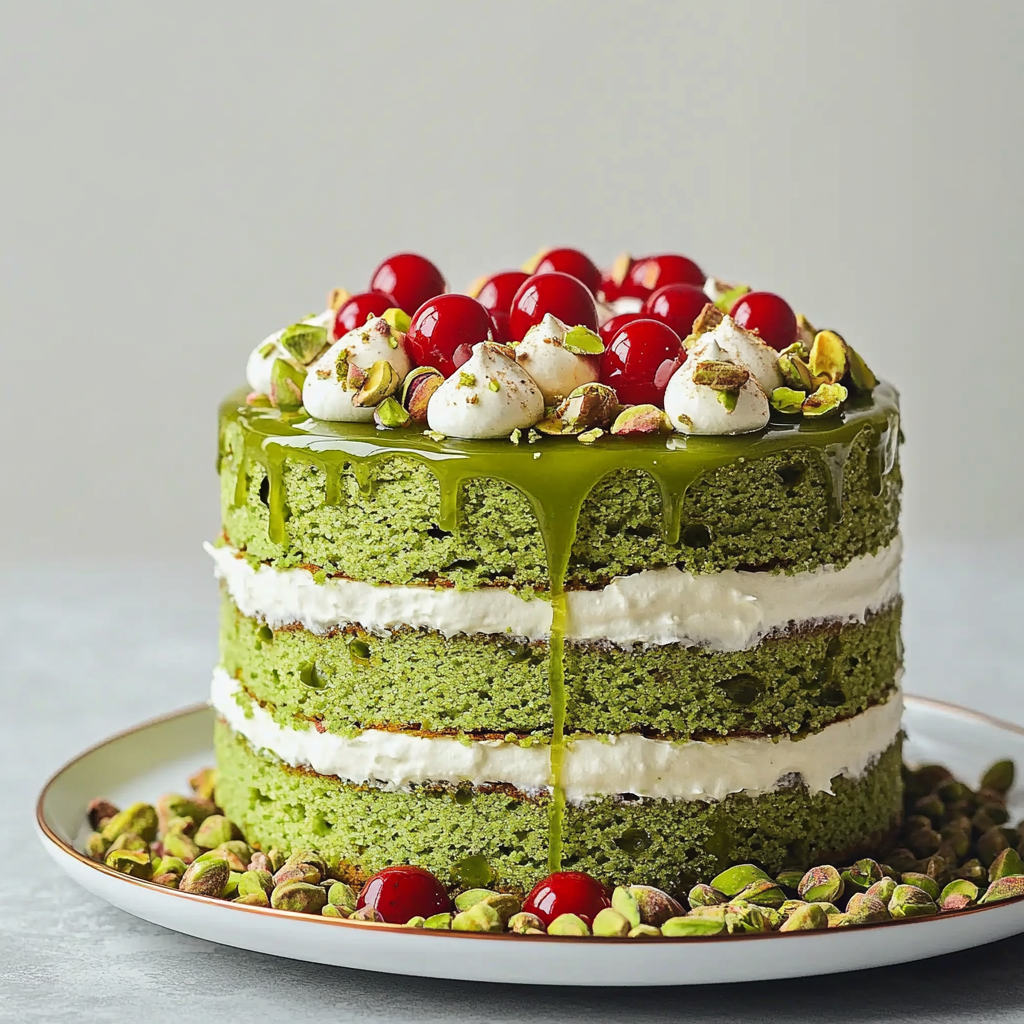 Recipe preparation for Pistachio Christmas Cake
