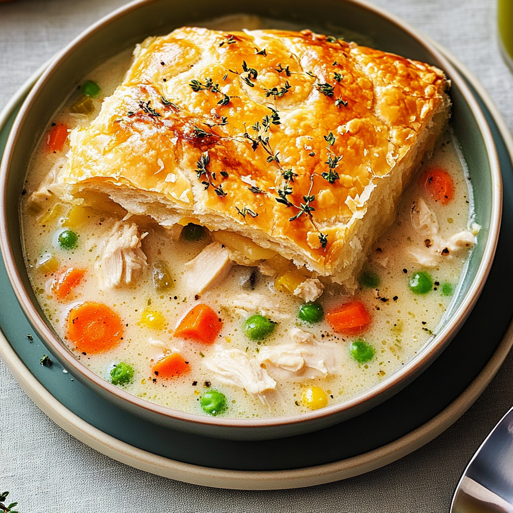 Recipe preparation for Quick Creamy Chicken Pot Pie Soup