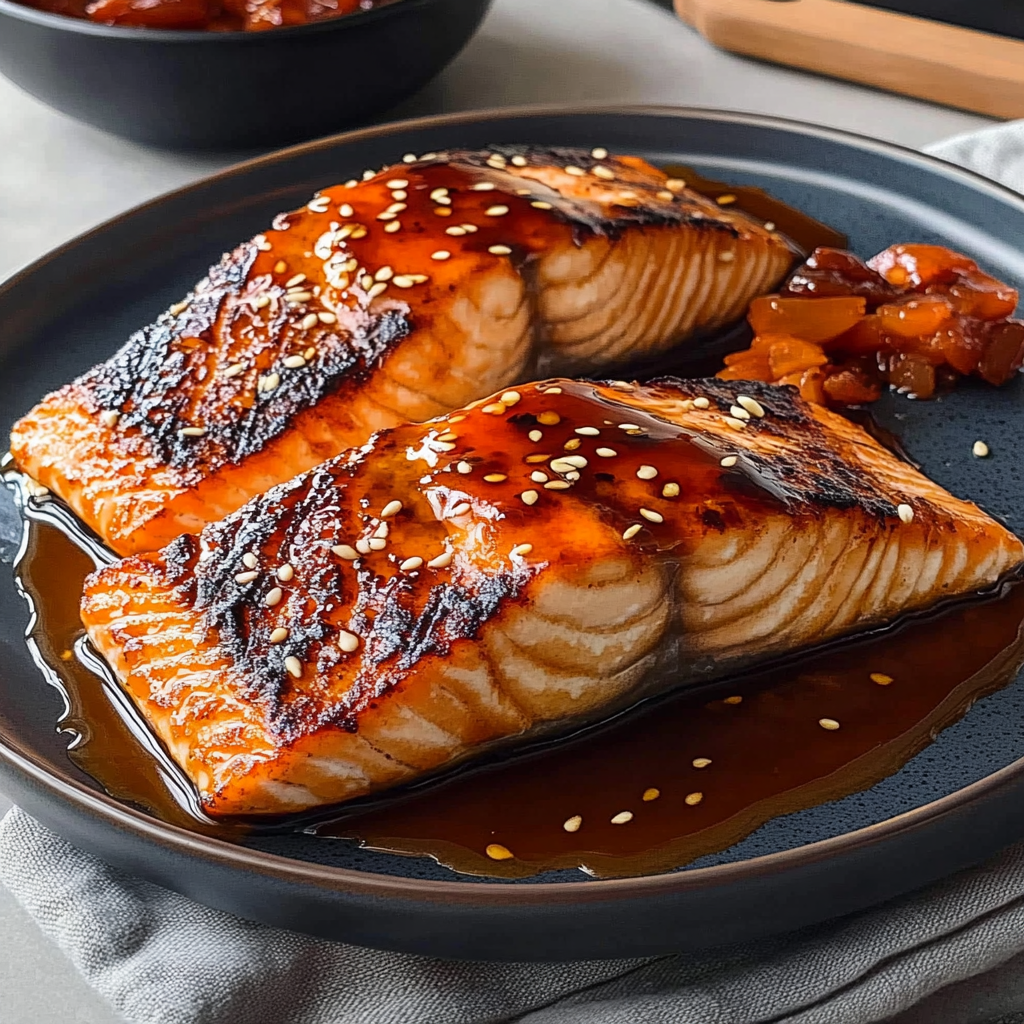 Recipe preparation for Grilled Salmon with Maple Soy Glaze