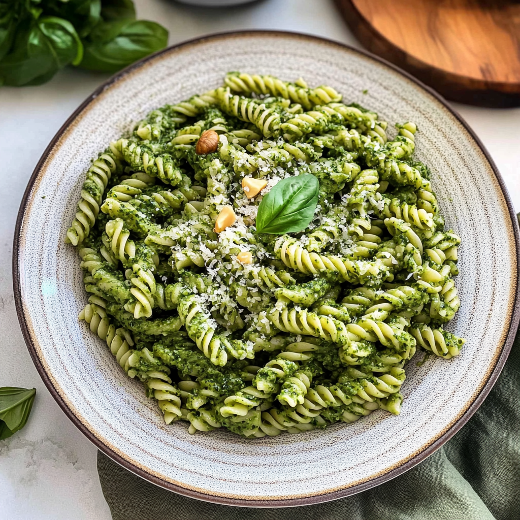 Recipe preparation for Spinach and Walnut Pesto Pasta
