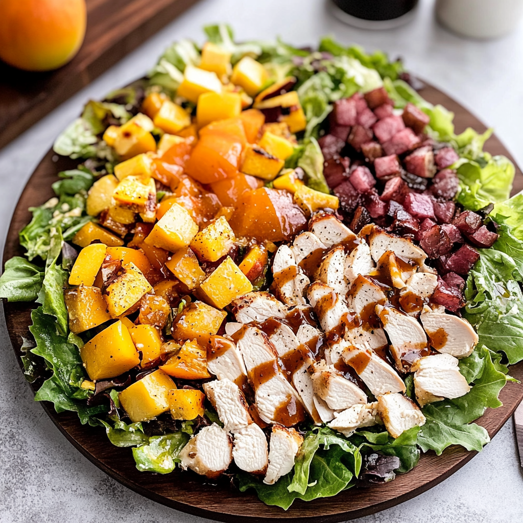 Recipe preparation for Winter Cobb Salad with Roasted Chicken and Persimmons