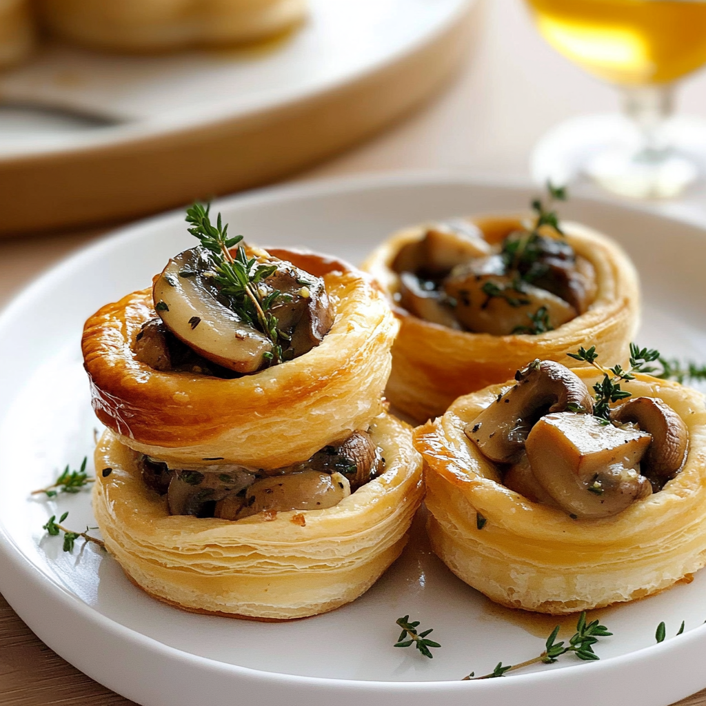 Recipe preparation for Mushroom and Thyme Vol-au-Vents