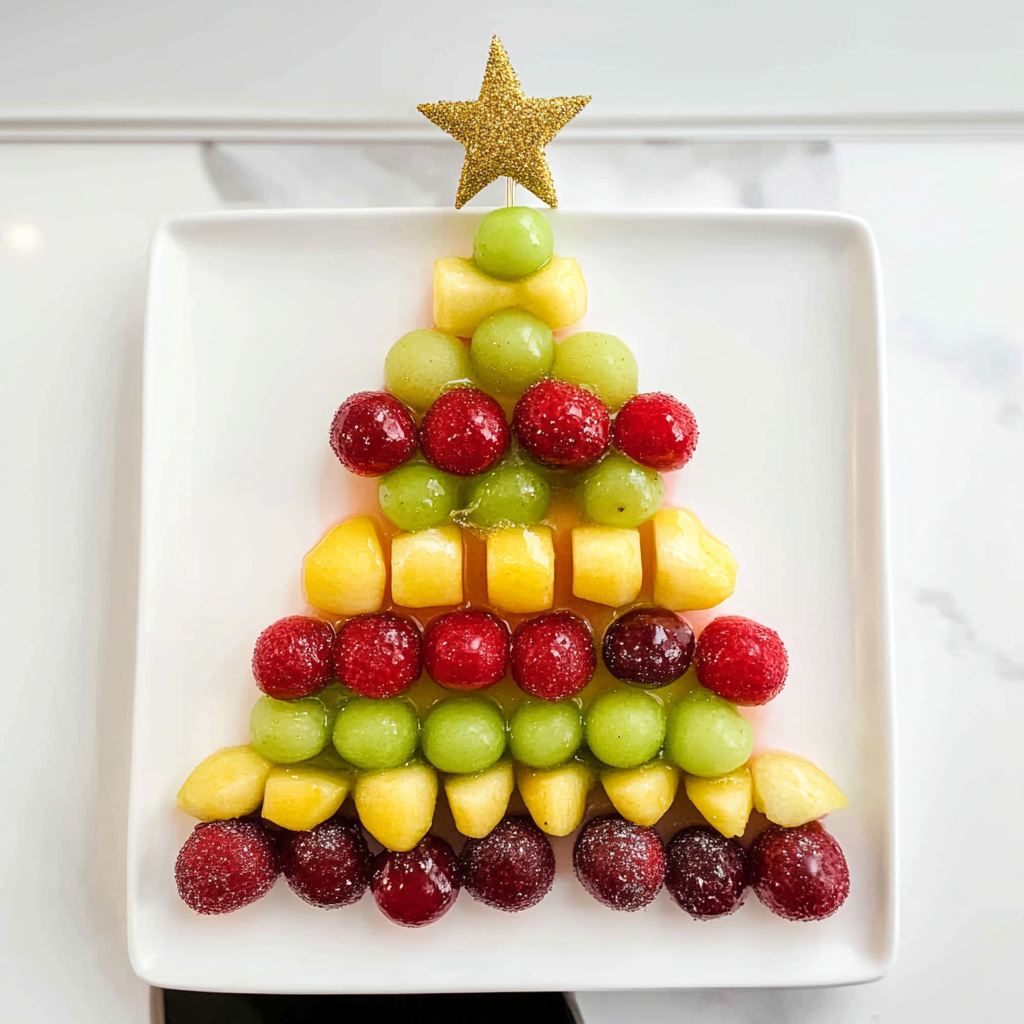 Recipe preparation for christmas tree fruit platter