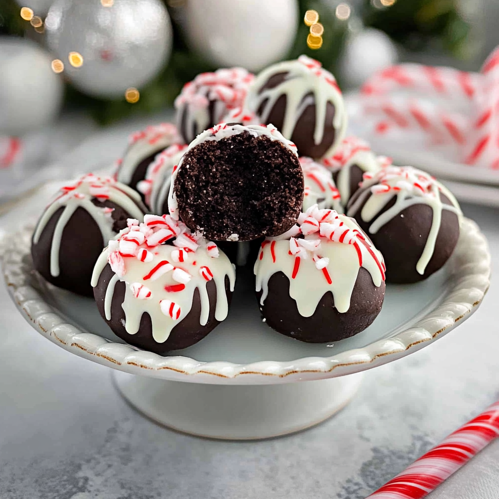 Recipe preparation for Festive Peppermint Oreo Balls